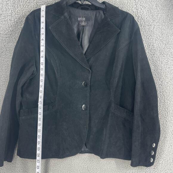 Mark Alan Jacket Womens Plus 3X Black Leather Blazer Coat Button Lined - Picture 3 of 11